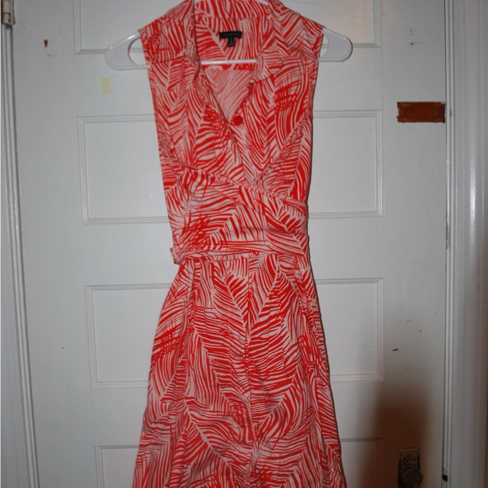 Talbots Orange Pink Wrap Tie Front Sundress